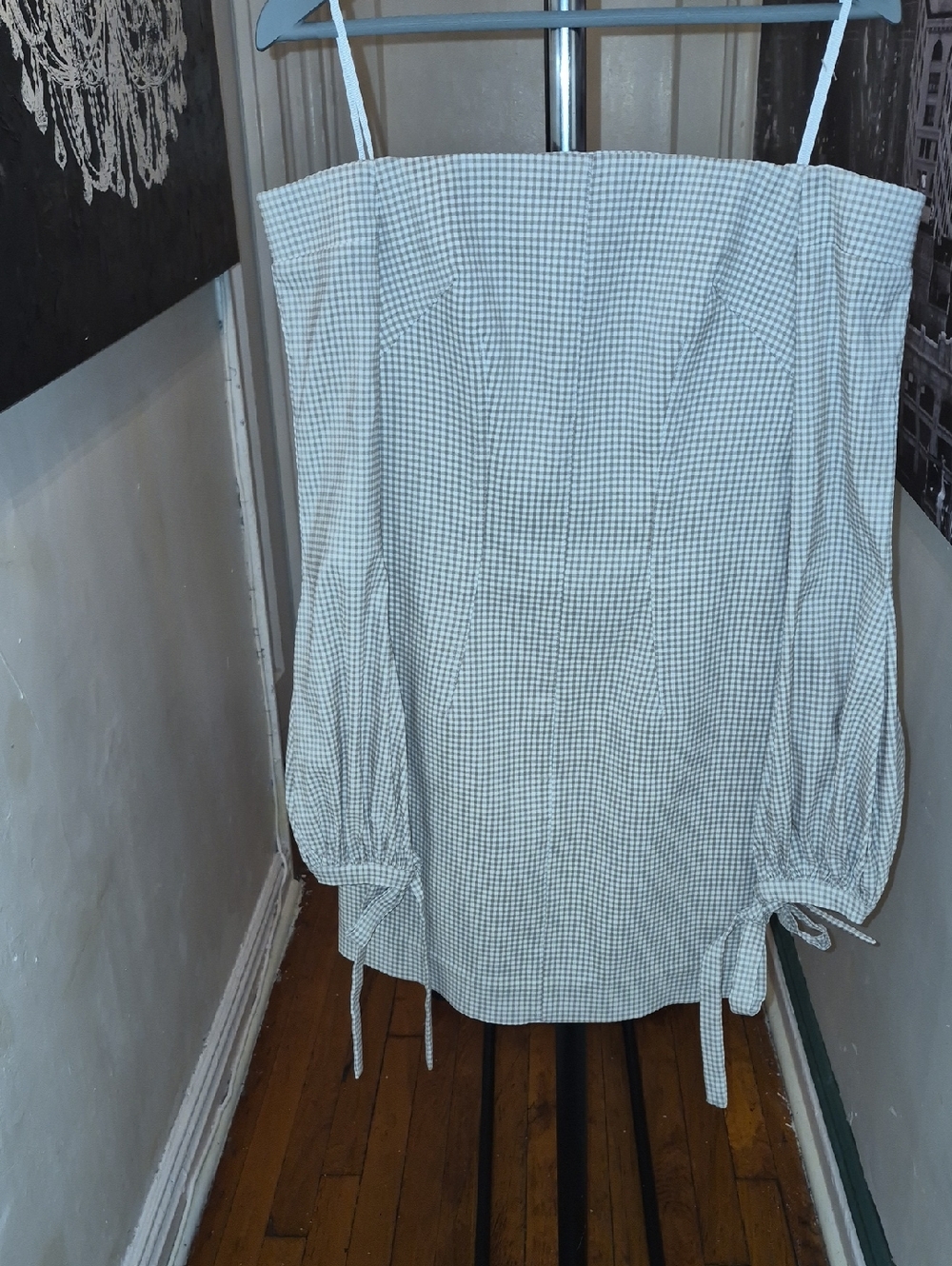 By Johnny Beige & White Gingham Top